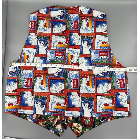 Coca Cola Polar‎ Bear Merry Christmas Waistcoat Vest Reversible Print Size S/M - Picture 9 of 12